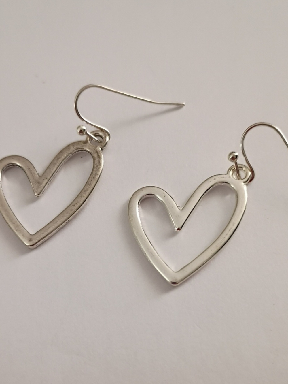 Silver Open Heart Dangle Earrings - Classic Women's Jewelry